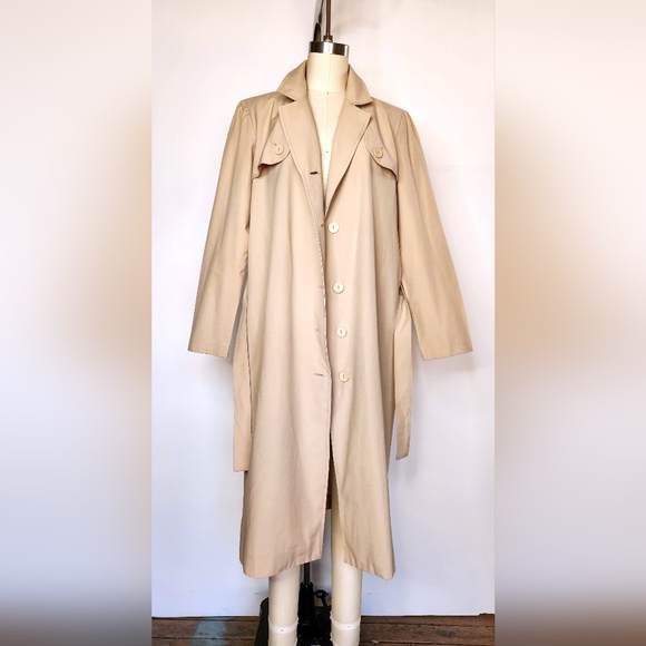 Vintage Trench Coat 70s by Julie Miller of California - Spy Coat - Beige XS S M - Picture 5 of 13
